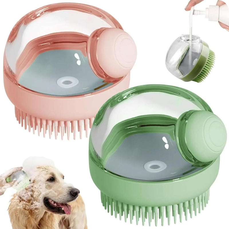 Escova de Banho para Cães e Gatos com Dispensor de Shampoo