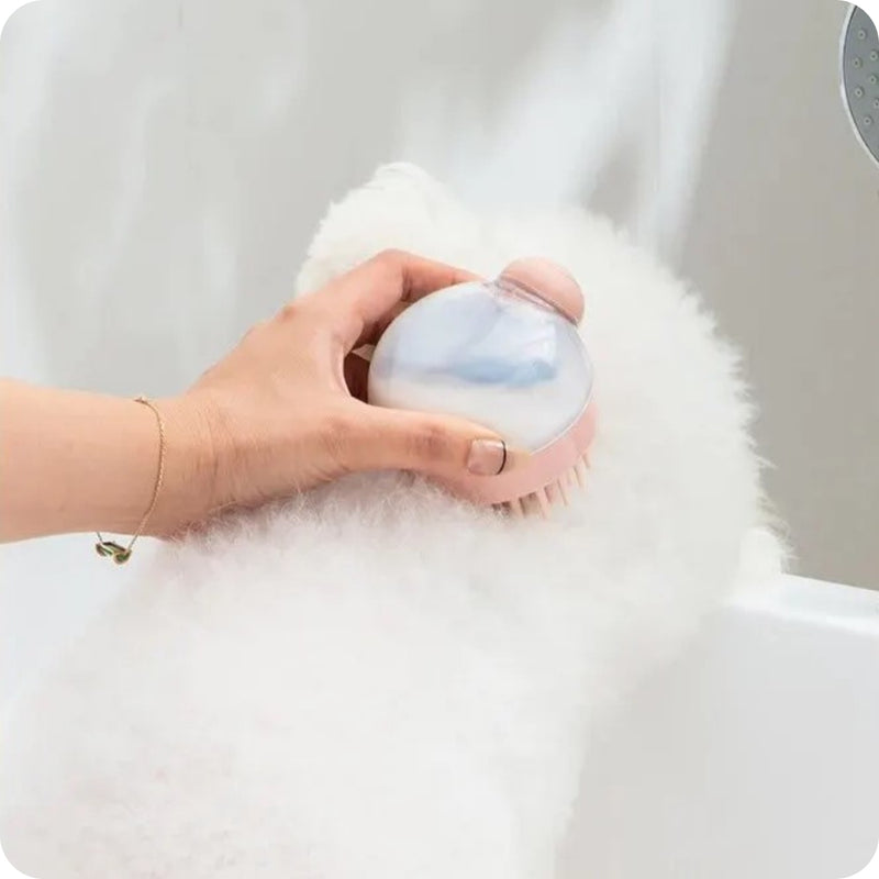 Escova de Banho para Cães e Gatos com Dispensor de Shampoo