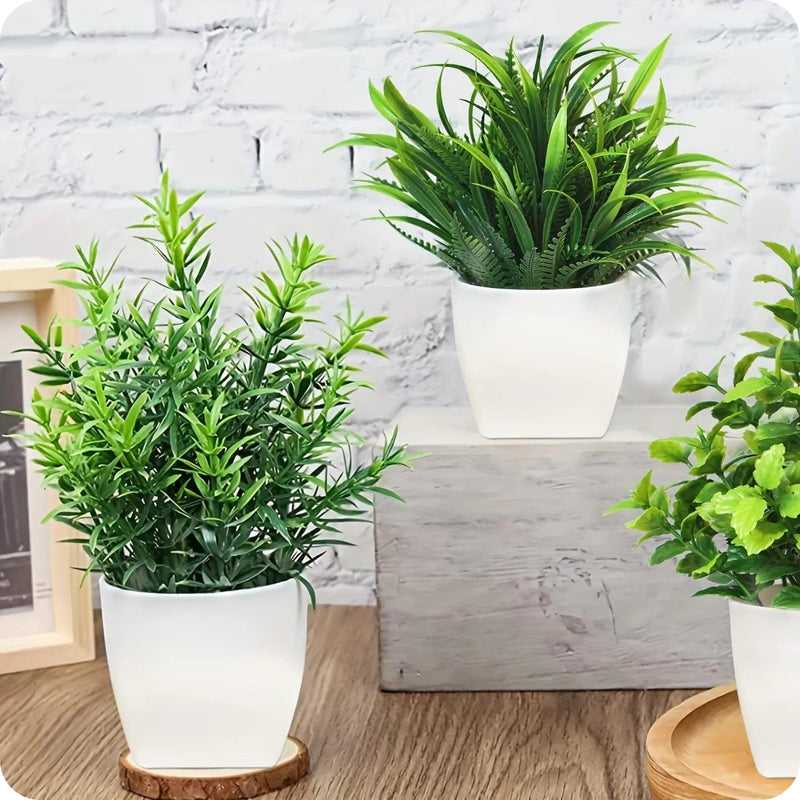 Mini Vaso de Planta Artificial para Decoração de Mesa, Sala, Quarto, Banheiro e Escritório