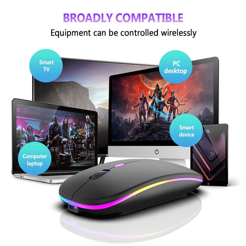 Mouse Bluetooth Sem Fio X15 com RGB, 2,4 GHz - Clique Silencioso