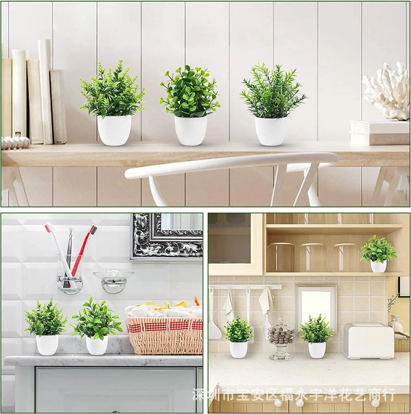 Mini Vaso de Planta Artificial para Decoração de Mesa, Sala, Quarto, Banheiro e Escritório