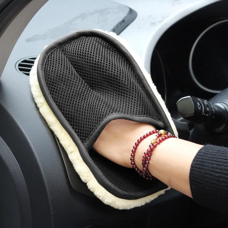 Luvas de Imitação de Lã para Limpeza de Carro - Pelúcia Espessada para Limpeza Profunda e Suave