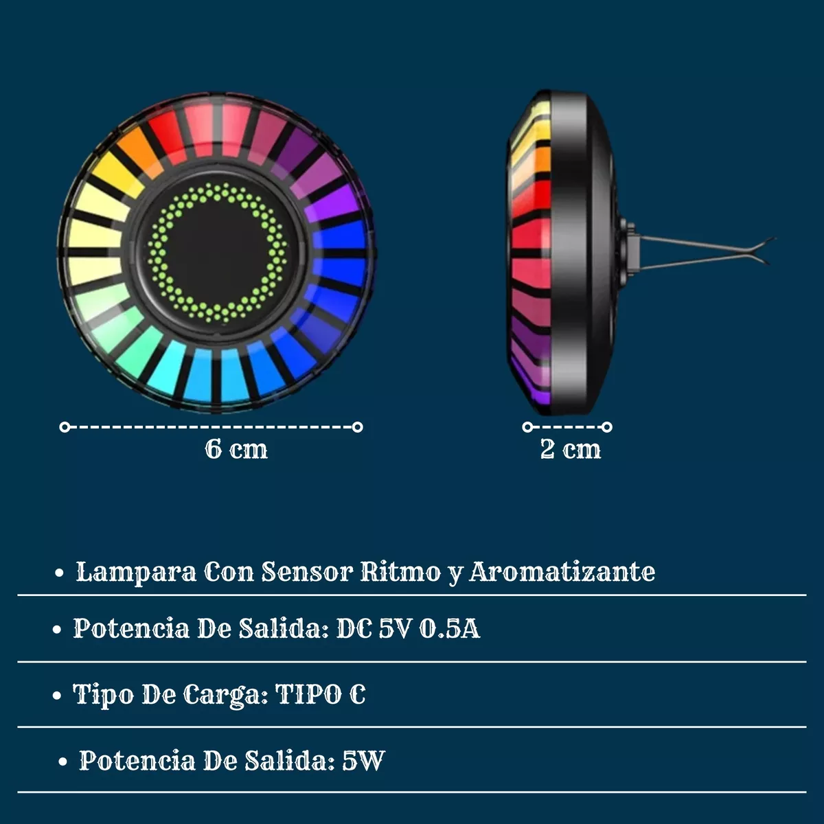Luz Rítmica LED RGB para Auto con Aromatizante — foto 4